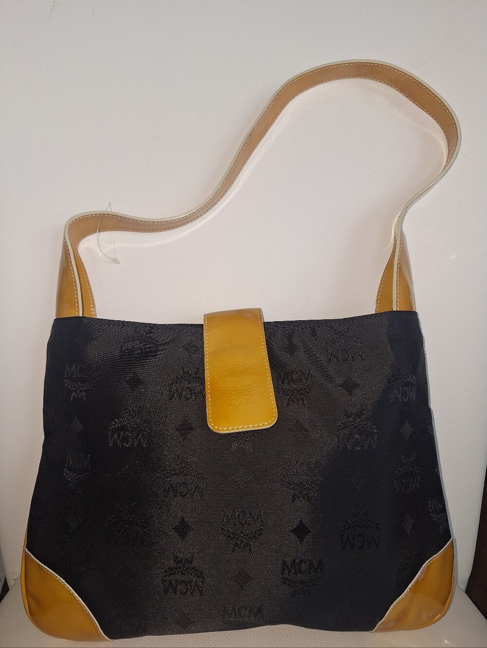 MCM Black Monogram Nylon Shoulder Bag EUC